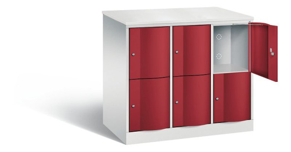 C+P XL-Schließfachschrank Resisto, H1077xB1148xT640mm, Farbe: Lichtgrau / Rubinrot, 8472-373 S10073