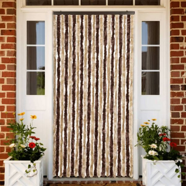 vidaXL Insektenschutz-Vorhang Beige und Hellbraun 90x220 cm Chenille, 240571