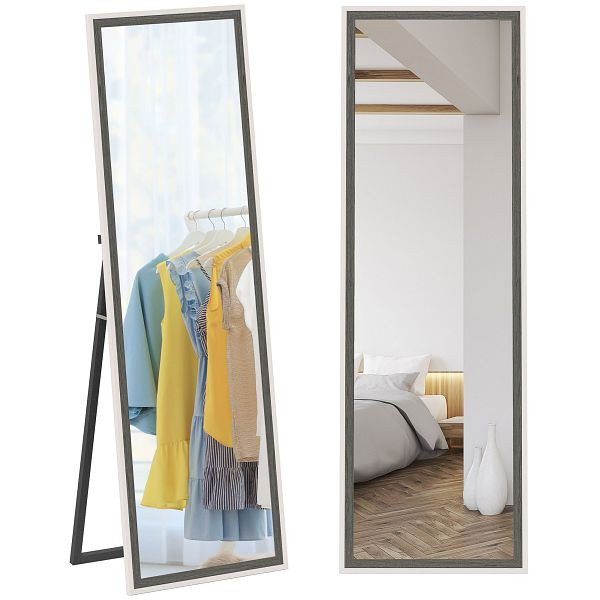 HOMCOM Ganzkörperspiegel, MDF-Rahmen, splitterfreie Folie, 162,6 x 53,3 cm, Grau, 831-864V81GY