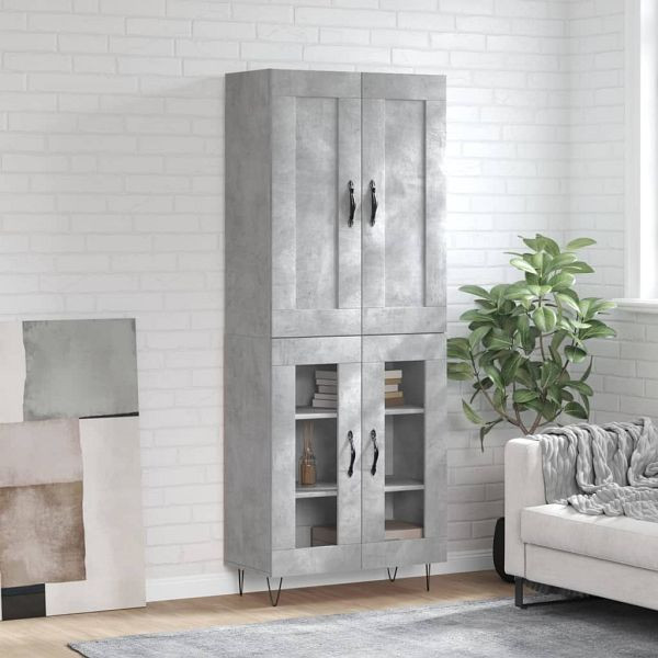 vidaXL Highboard Betongrau 69,5x34x180 cm Holzwerkstoff, 3199653