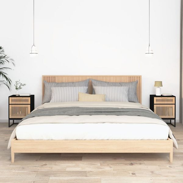 vidaXL Nachttische 2 Stück Schwarz 40x30x55,5 cm Holzwerkstoff & Eisen, 352094