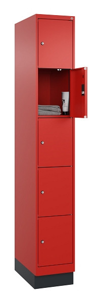 C+P Schließfachschrank Evolo PLUS, mit Sockel, 5 Fächer, 1950x300x500mm, 3020/30, 049020-105 S10025