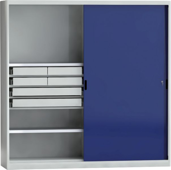 KLW Hubwagensockel für Schiebetürenschrank (1200x525mm), Stahlprofile 100mm hoch, 2 Steckblenden mit Grifflöchern, HS100-1200-525