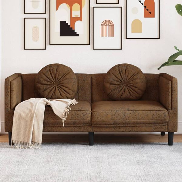 vidaXL 2-Sitzer Sofa mit Kissen Braun Kunstleder Wildleder-Optik, 372641