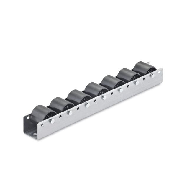 Torwegge Colli-Rollschiene, Gesamtbauhöhe 67 mm, Teilung 100 mm, Rollentyp NR70 aus Kunststoff Polyamid, Lagerung Gleitlager, 0040270