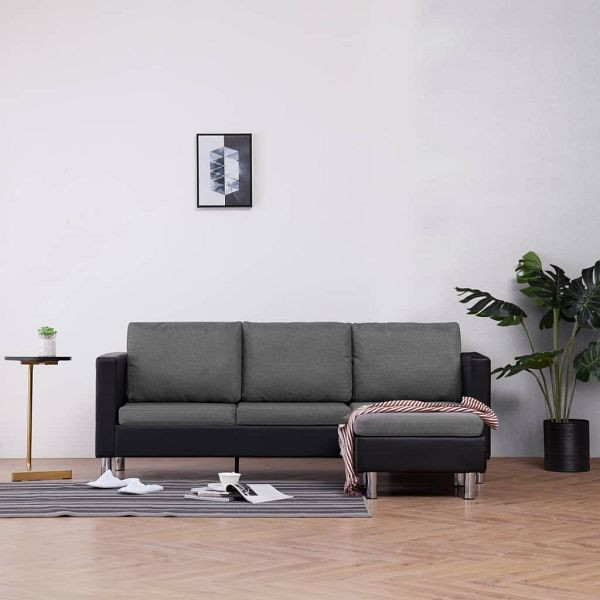 vidaXL 3-Sitzer-Sofa mit Kissen Schwarz Kunstleder, 282287