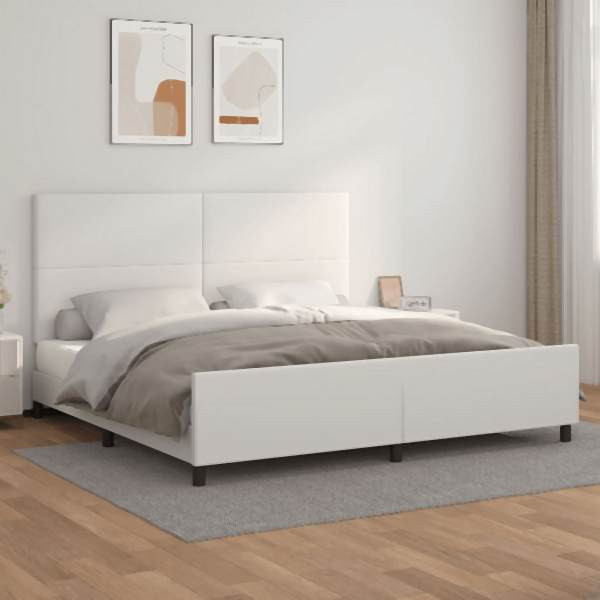 vidaXL Bettgestell mit Kopfteil Weiß 200x200 cm Kunstleder, 3125470