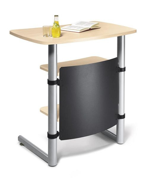 Deskin Stehpult MODUL, Ahorndekor, Gestell Alusilber, B 830 x T 560 x H 950 - 1200 mm, Sichtschutz anthrazit, 212752