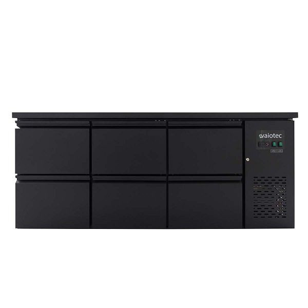 Vaiotec EASYLINE Barkühltisch schwarz / 6 Schubladen - 425 l, 200,5x52x84 cm, 10043