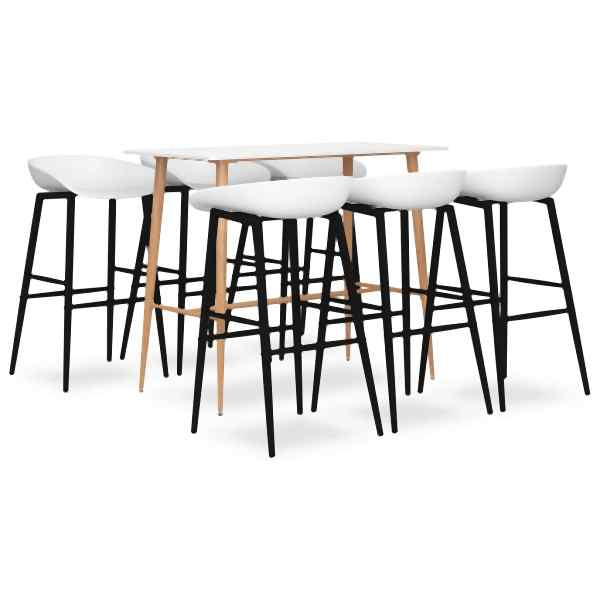 vidaXL 7-tlg. Bar-Set Weiß, Metall, 3057452, 8720286172957