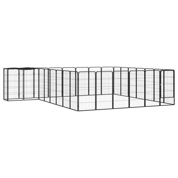vidaXL 30-teilig Hundelaufstall Schwarz 50x100cm Stahl Pulverbeschichtet, 3115953