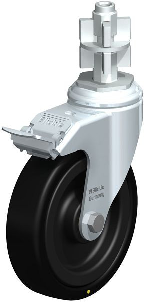 Blickle LKRA-VPA 126K-11-FI-EL-E17 Apparate-Lenkrolle mit Expander & Feststeller, Vollgummi, Schwarz, 613729