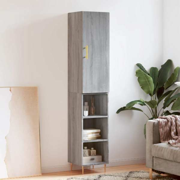 vidaXL Highboard Grau Sonoma 34,5x34x180 cm Holzwerkstoff, 3198975