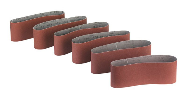 HiKOKI 6 Schleifbänder Set 100x610mm P60,80,120, Rot, 753260
