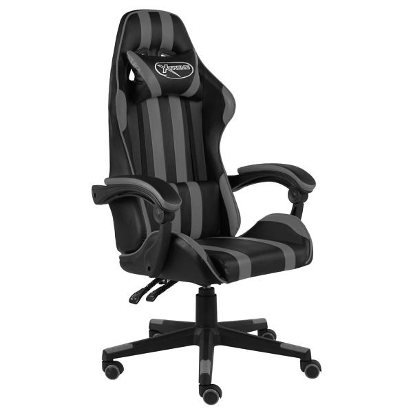 vidaXL Gaming-Stuhl Schwarz und Grau Kunstleder, unverwechselbar, 20522