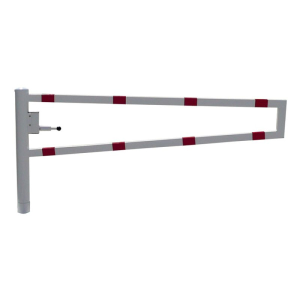 Stein HGS Wegesperre 360° drehbar, 3500 mm / weiß mit rot reflektierenden Ringen, Profilzylinderschloss verschiedenschließend, zum Einbetonieren, 4013.35bz