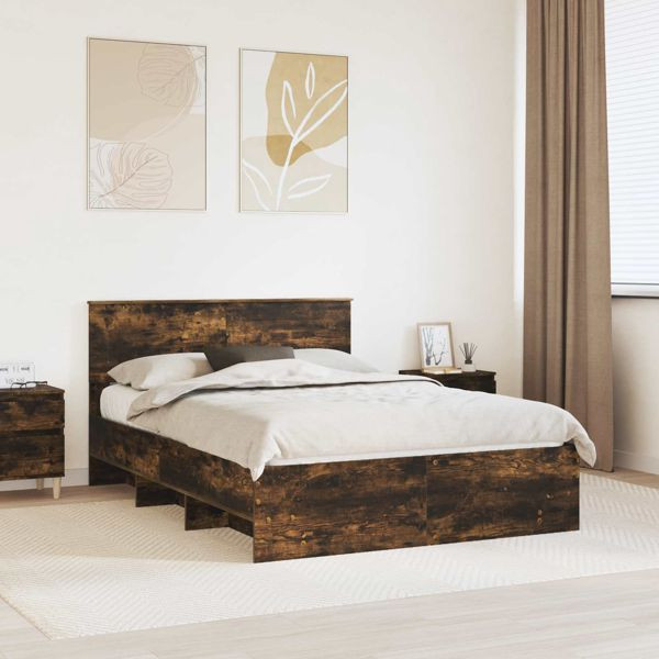 vidaXL Bettrahmen Geräucherte Eiche 160 x 200 cm Holzwerkstoff, 3408834