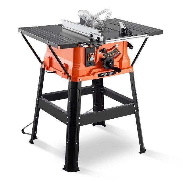 VEVOR Tischkreissäge mit Ständer, Tragbar-Kompakte, 1800 W, 254 MM Sägeblatt-Außendurchmesser, 4800 U/min, MGTJGDZJ10YCA9SCGV2