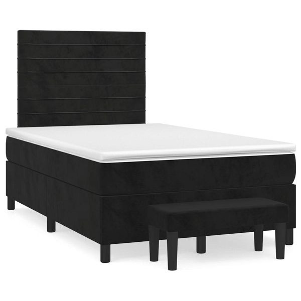 vidaXL Boxspringbett mit Matratze Schwarz 120x190 cm Samt, 3270477