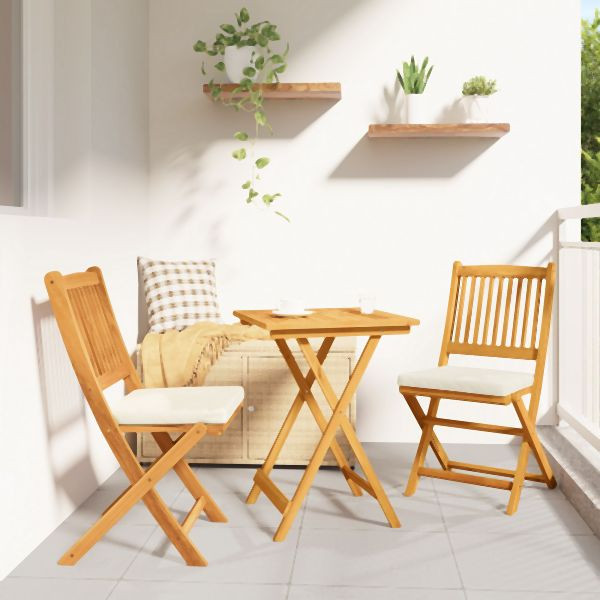 vidaXL 3-teiliges Garten Bistro Set aus massivem Akazienholz, 42000951