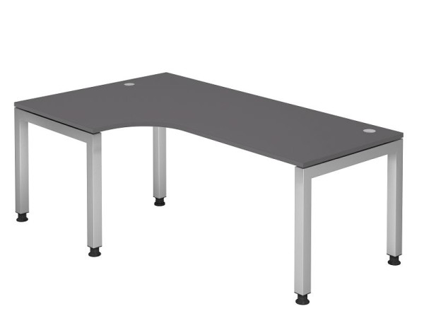 Hammerbacher Winkeltisch U-Fuß eckig 200x120cm 90° Graphit, schwebende Platte, VJS82/G/S