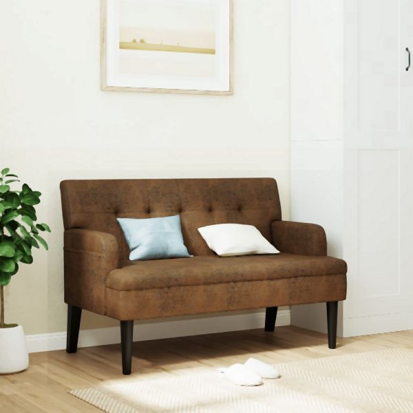 vidaXL Sitzbank mit Rückenlehne Braun 112x65,5x75 cm Wildleder-Optik, 372155