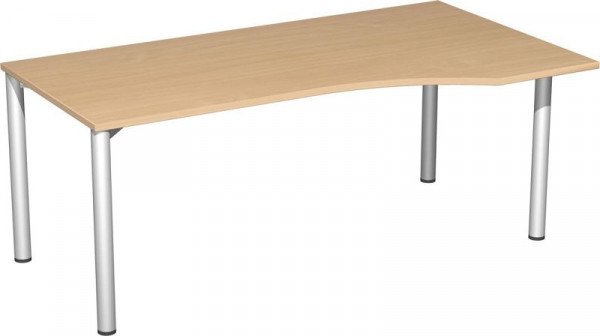 geramöbel PC-Schreibtisch rechts feste Höhe, 1800x1000x720, Buche/Silber, S-550305-BS
