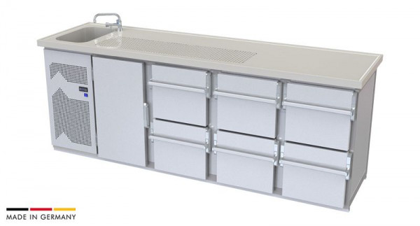 hefa Theke Novis 25V/1L-TZZZ, Abmaße: 950 x 2.500 x 650/700 mm, Novis 25V/1L-TZZZ