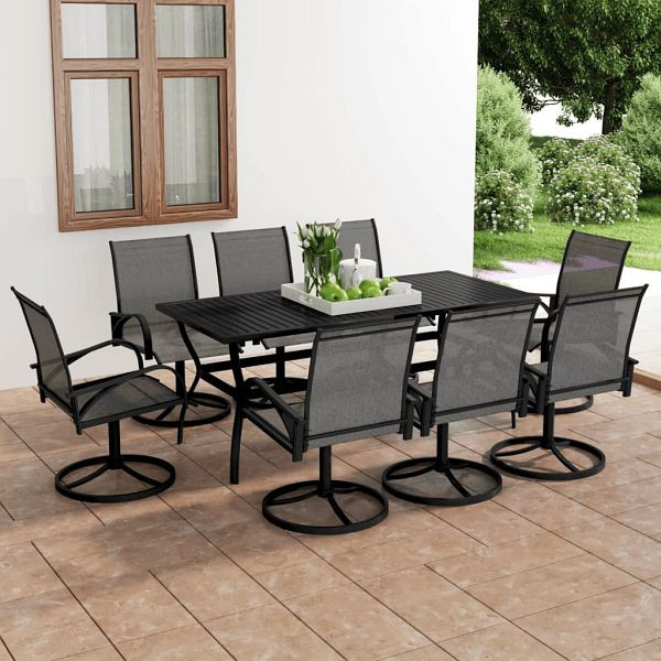 vidaXL 9-teilig Garten-Essgruppe Textilene und Stahl, 3060286