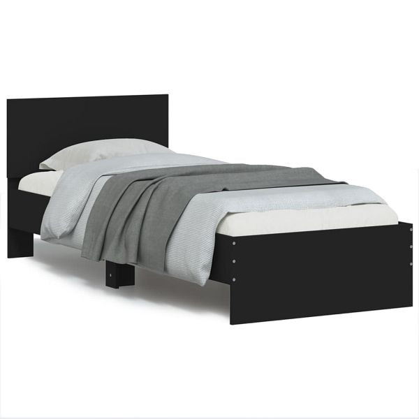 vidaXL Bettgestell mit Kopfteil Schwarz 90x200 cm Holzwerkstoff, 838625
