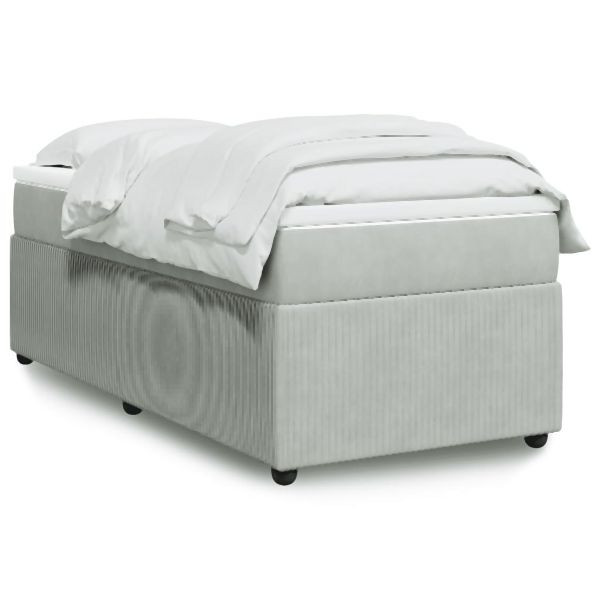 vidaXL Boxspringbett mit Matratze Hellgrau 90x190 cm Samt, 3285608