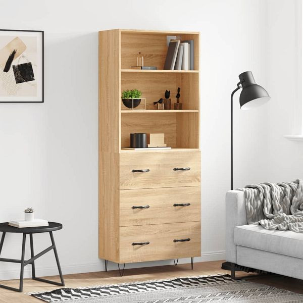vidaXL Highboard Sonoma-Eiche 69,5x34x180 cm Holzwerkstoff, 3189376