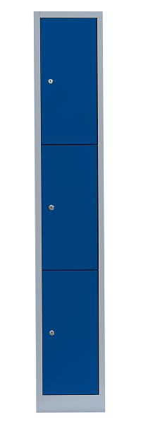 Lüllmann Stahl-Fächerschrank, 1800 x 315 x 500 mm, Lichtgrau/Enzianblau, 520311