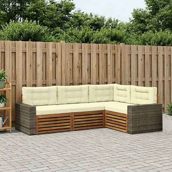 vidaXL Outdoor-Sofagarnitur 4-teilig Natur und Creme, 3383308