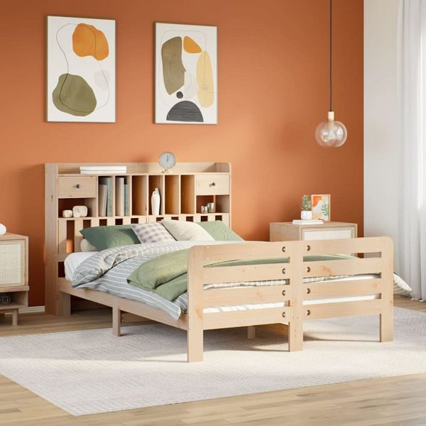 vidaXL Massivholzbett mit Regal ohne Matratze 140x200 cm Kiefernholz, 3309962