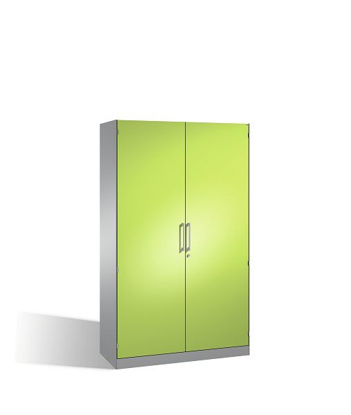 C+P Flügeltürenschrank Asisto, H1980xB1200xT435mm, Farbe: Weißaluminium / Viridingrün, Bügelgriff, 5 OH, 141001-000 S10179