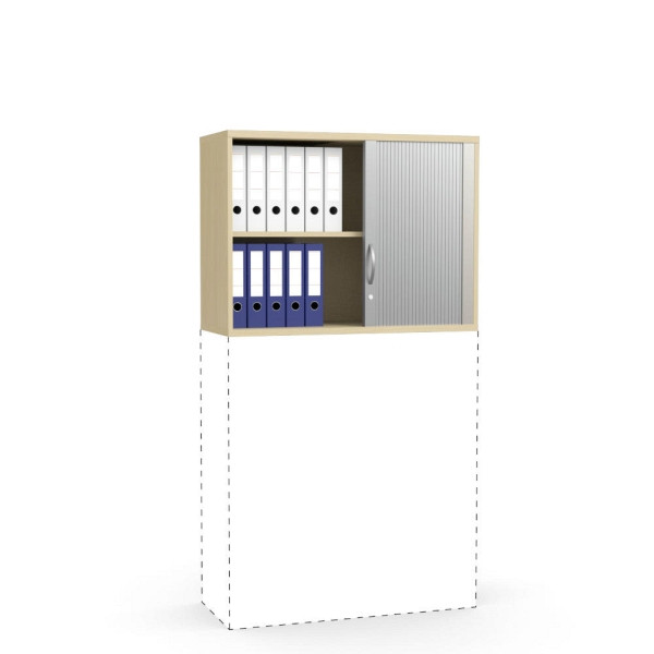 Deskin Rollladen-Aufsatzschrank Multi M pro, Buchedekor, B 1000 x H 750 x T 420 mm, 270199