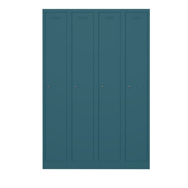 Bisley Garderobenschrank Primary Locker, 4 Abteile, 653 ozeanblau, PL3050Q1653