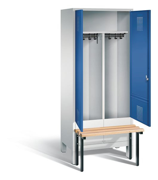 C+P Schwarz-Weiss-Spind Evolo, H1850xB810xT815mm, Farbe: Lichtgrau / Enzianblau, 48032-22 S10018