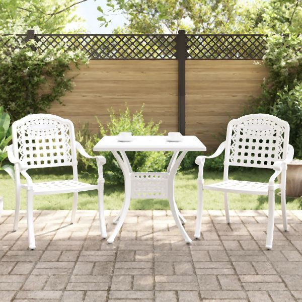 vidaXL 3-teiliges Garten Bistro Set Weiß aus Gusseisen, 3334726