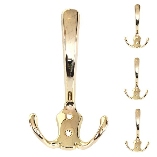 Mendler 4er-Set Garderobenhaken HWC-D46, Haken Wandhaken Kleiderhaken Set, Farbe: gold, 4x62909