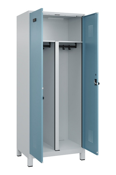 C+P PSA Schwarz-Weiß-Spind Evolo PLUS, mit Füßen, 2 Abteile, 1950x800x500mm, 70, 2406015 RDS Architekturblau, Drehriegel, 049012-22P S10009