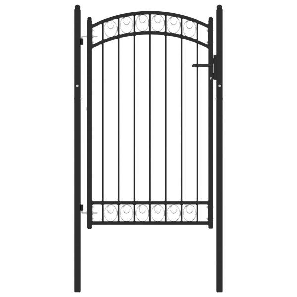vidaXL Zauntor mit Gewölbter Spitze Stahl 100x150 cm Schwarz, 146370