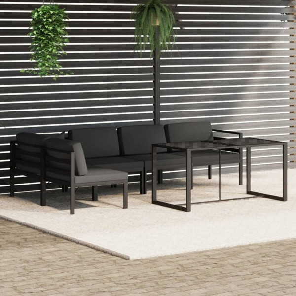 vidaXL 6-tlg. Garten-Lounge-Set mit Kissen Aluminium Anthrazit, 3115916