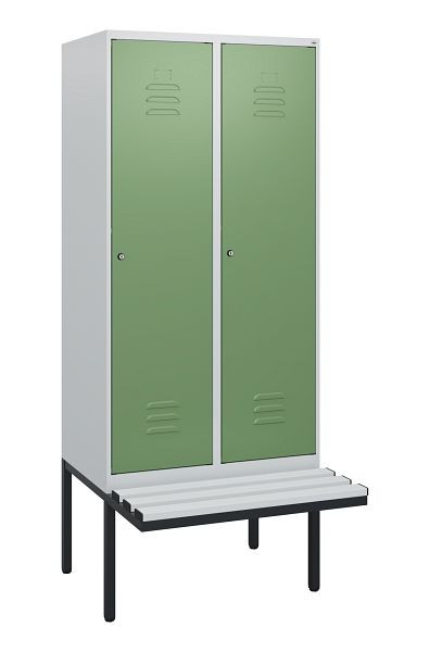 C+P Umkleidespind Classic PLUS, 2 Abteile, 1950x800x815mm, 7035/6011, Zylinderschlösser, 0800405-22 S10051