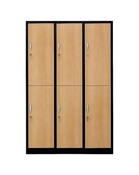 Mades Garderobenschrank 6-türig schwarz/Buche Dekor, SD1077261sbuA
