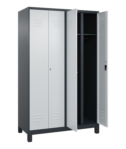 C+P Schwarz-Weiß-Spind Classic PLUS, Füße, 4 Abteile, 1950x1200x500mm, 7016/7035, 080012-40 S10028