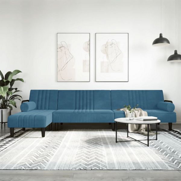 vidaXL Schlafsofa in L-Form Blau 260x140x70 cm Samt, 3157241