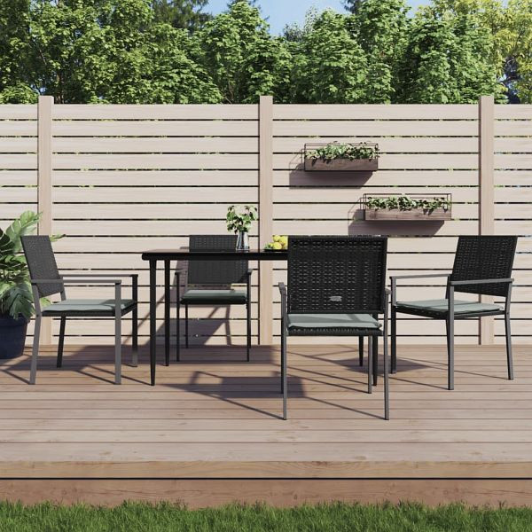 vidaXL Gartenstühle mit Kissen 4 Stück Schwarz 54x62,5x89cm Poly Rattan, 3187081