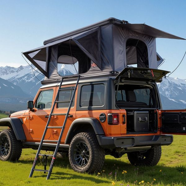 VEVOR Hartschalen-Autodachzelt für 2-3 Personen, LED, 2 Fenster, wasser- & winddicht, 212x132x95 cm, für SUV/Jeep/Pickup, YTSLZWQKL000Q4J7C001V9